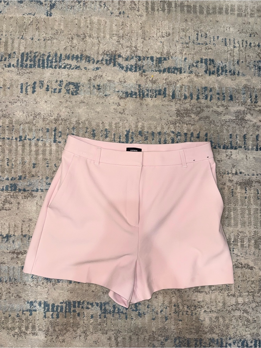 Express High-Waist Tailored Shorts in Light Pink